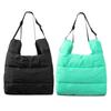 Women Down Padding Tote Bag Soft Puffy Hand Carry Bag Warm Cozy Female Daily Bag