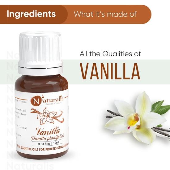 Naturalis Essence of Nature Vanilla Oil Therapeutic Grade for Relief from Stress & Anxiety, Skin Care and Aromatherapy - 10ml