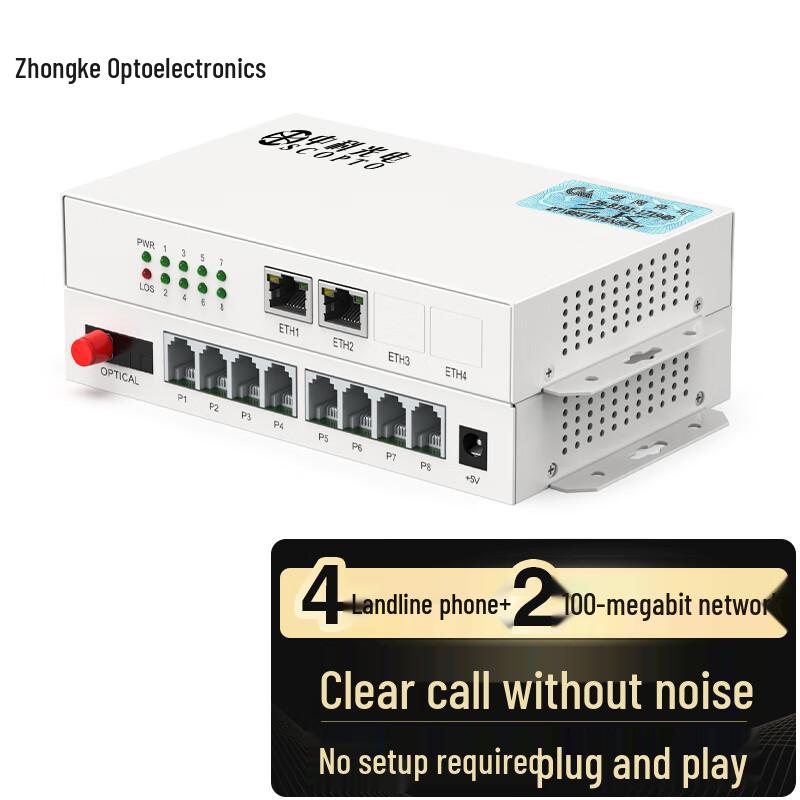ZK Telephone & Ethernet Fiber Optic Transceiver