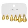 Earrings with a light luxury sense of sophistication, simple and elegant geometric plain earrings, CCB teardrop-shaped gold earring set for women