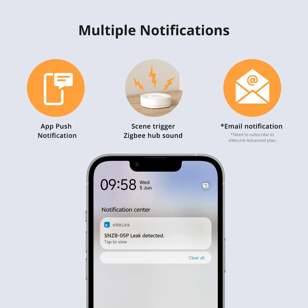SNZB-05P Zigbee 3.0 Water Leak Detector 5 Years Lifetime IP67 Waterproof Remote Control Smart Home with Alexa Google Home