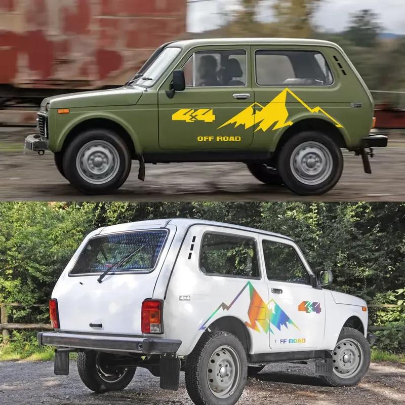 Автомобильные наклейки для Lada Niva 4x4 Авто Внедорожник Гора Дверь Бок Виниловая пленка Графика Наклейки Декор Авто Тюнинг Аксессуары
