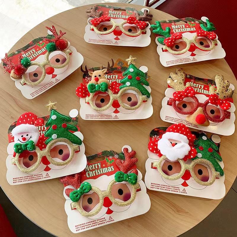Christmas Glasses Decorative Glasses with Sticker Christmas Decoration Gift for Girls Women Xmax Party Costume Accessory Navidad