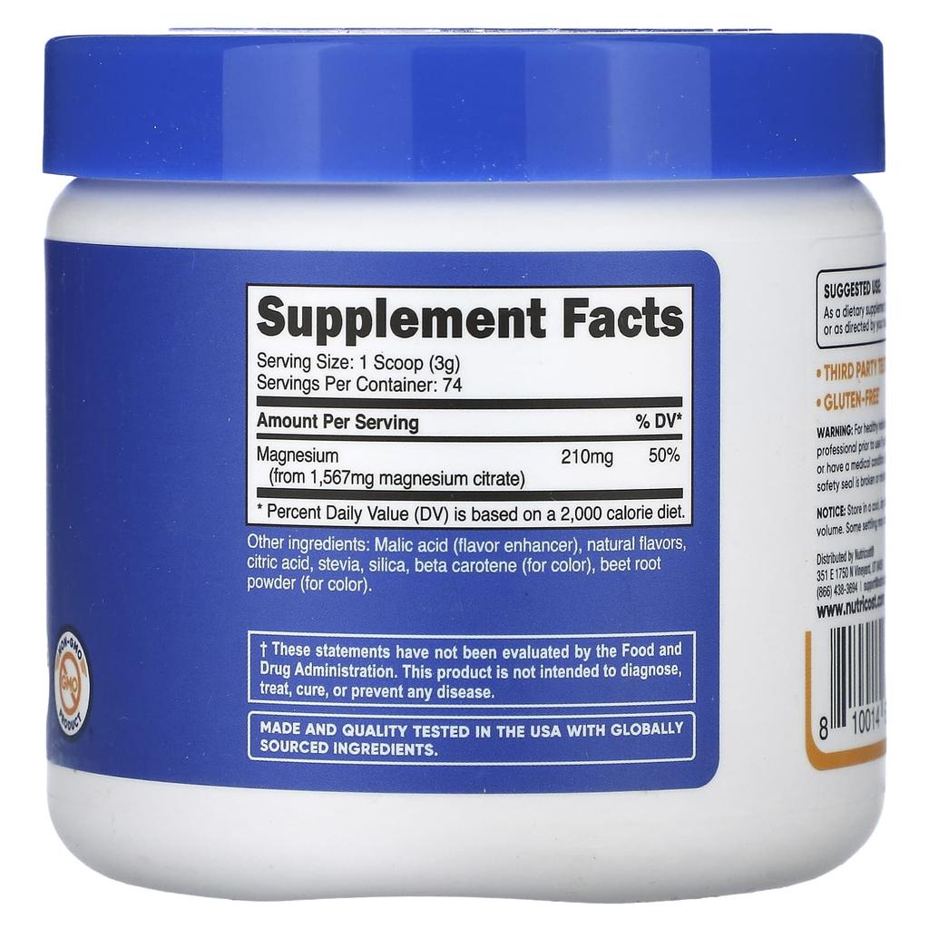 Magnesium Citrate, Peach Mango, 250G(8.8Oz)