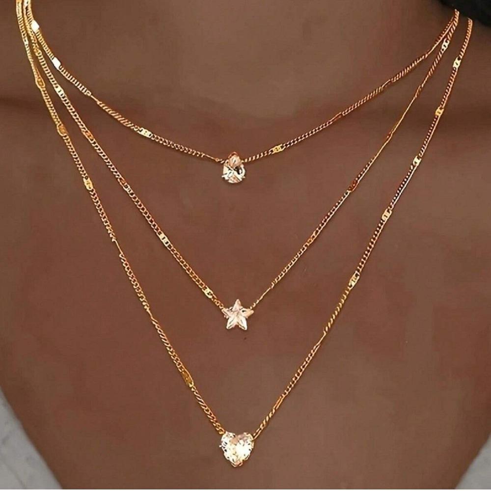 Elegant Rhinestone Butterfly Pendant Necklace Simple Thin Metal Chain Choker Necklace Women's Trendy Party Neck Jewelry
