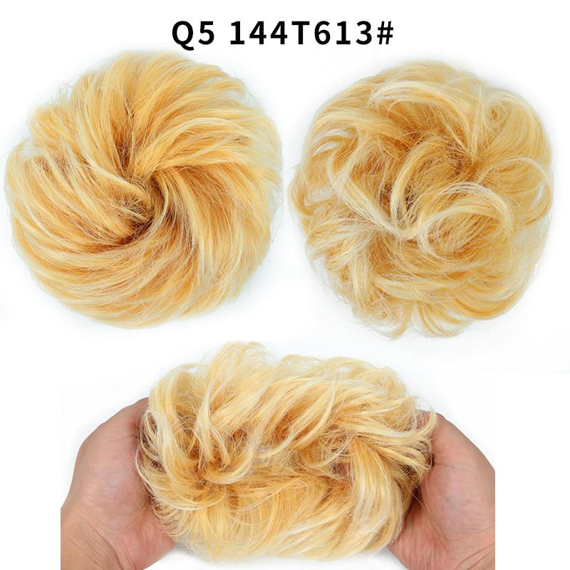 XINRAN Girls Curly Scrunchie Chignon With Rubber Band Brown Gray Synthetic Hair Ring Wrap On Messy Bun Ponytails