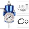 Fuel Pressure Regulator, Aluminum Alloy Universal Adjustable FPR Fuel Pressure Regulator with Pressure Gauge Hose 0-140psi Adjustable