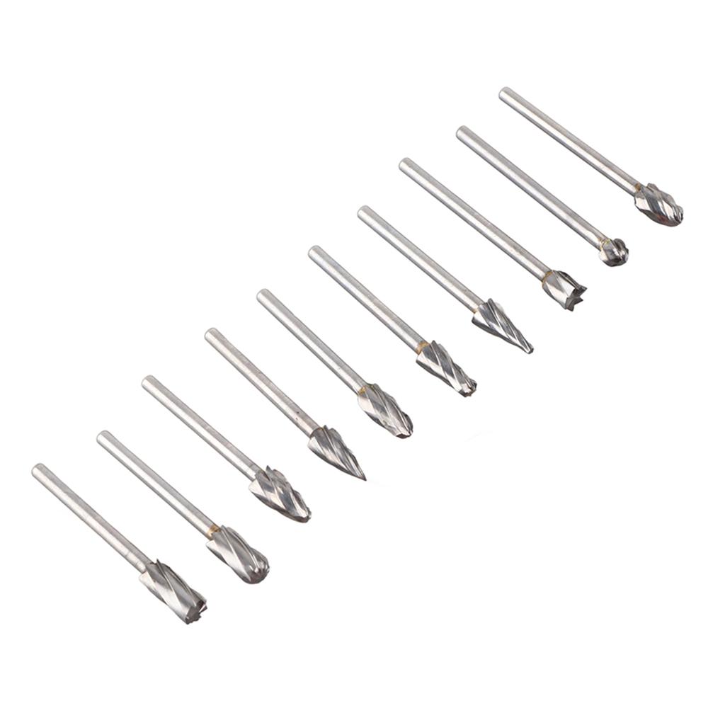 10Pcs Carbide Burr Set Alloy Tungsten Steel High Hardness Wide Application for Dremel Wood Carving