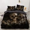 3D Printed Gothic Skull Rose Microfiber Duvet Cover Soft and Comfortable 3-piece Bedding Set with Zipper and 2 Pillowcases