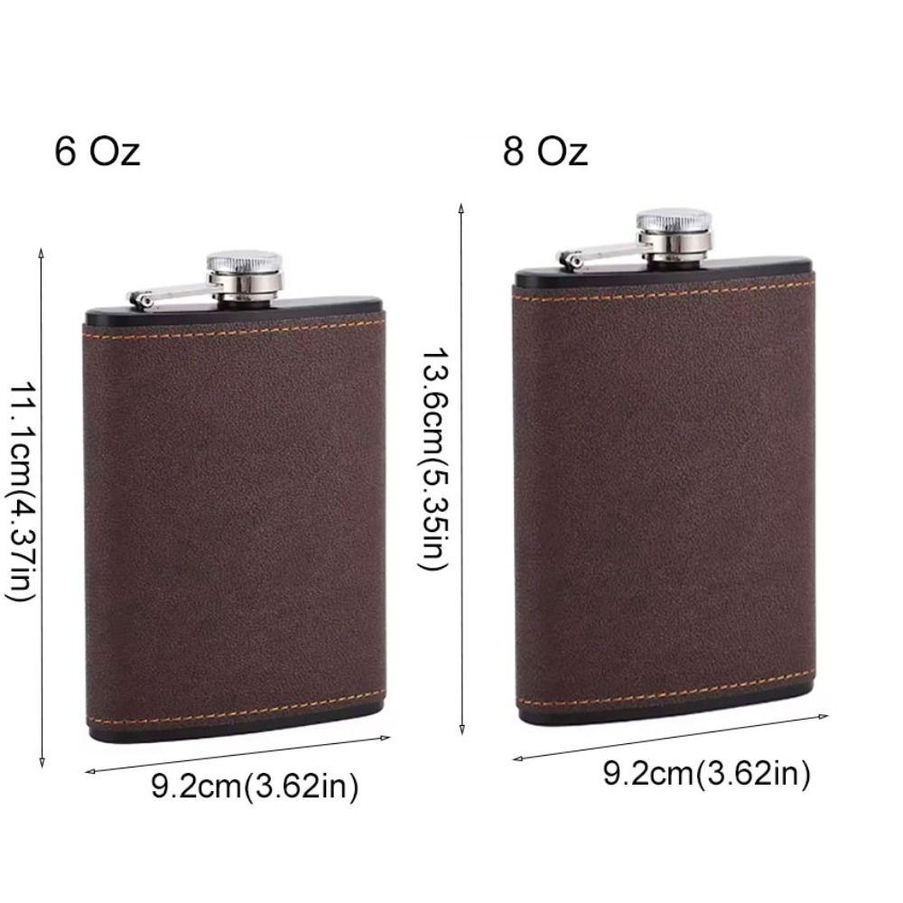 Stainless Steel Flagon Leakproof Whiskey Flasks Wine Kettle Leather Texture Hip Flask Outdoor