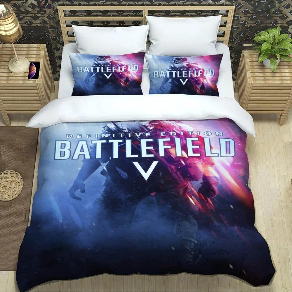 Игровой постельный комплект Battlefield для спальни Мягкое современное покрывало Удобное детское пододеяльник Покрывало и наволочка