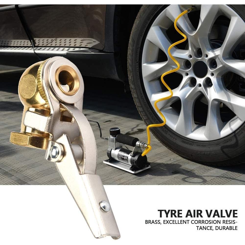 1/4 Inch Copper Tire Air Valve, Brass Tire Inflation Valve, Air Intake Opening, Tire Inflation Connection, Suitable for Car Engines (with Clip)