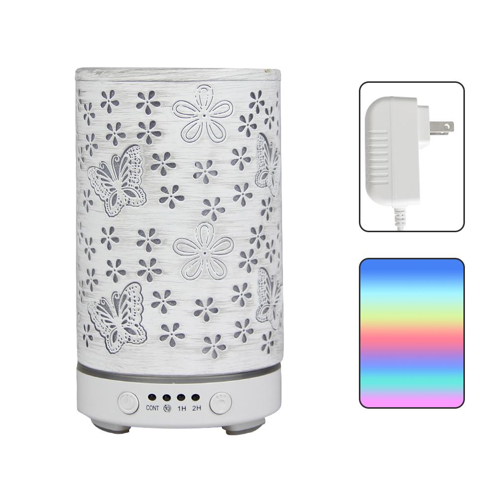 100ml Essential Oil Diffuser Seven-Color Aroma Light Butterfly Ultrasonic Air Humidifier Room Scent Diffuser with Timer Function