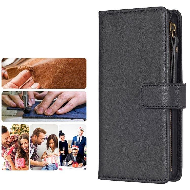 Flip Case for Xiaomi Redmi 13C / Poco C65, Wallet Zipper Pocket, Black