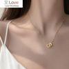 925 Silver Gold Plated Cubic Zircon Flash Round Imprint Irregular Pendant Necklace for Women Fashion Jewelry Cute Accessories
