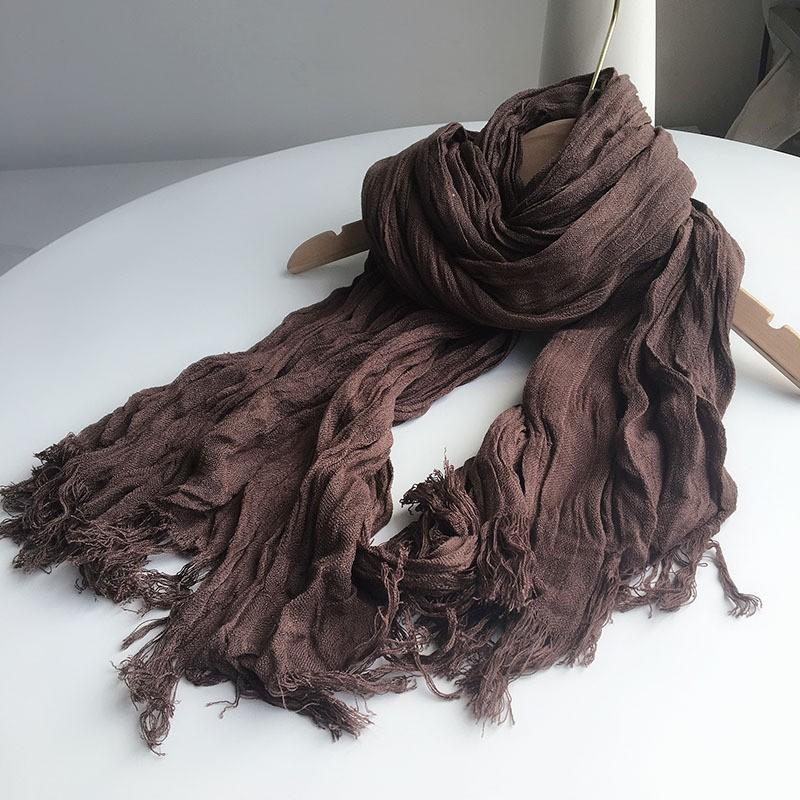 Silk Scarf Women'S Mulberry Silk Solid Color Versatile Summer Scarf Thin Sunscreen Outer Shawl Yarn Brown