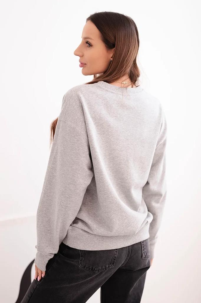 Bluza Damska Pętelkowa Bawełniana Basic Z Okrągłym Dekoltem Szara L