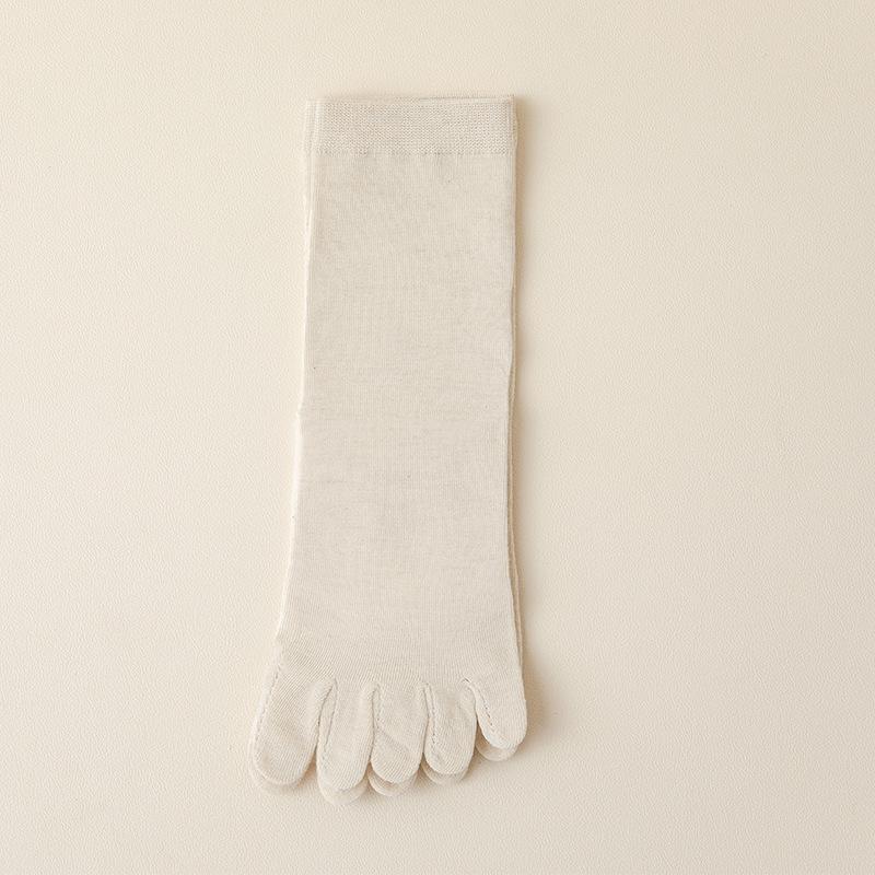 Однотонные хлопковые носки с пятью пальцами, серые, черные, средние, женские носки, осенне-зимние, теплые, дышащие, носки с пятью пальцами