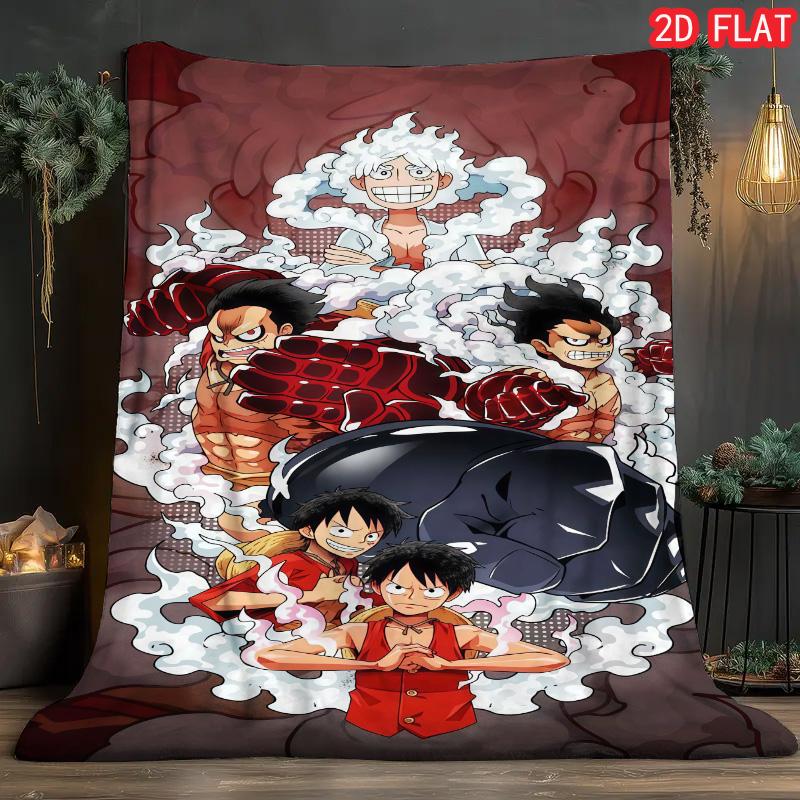 One Piece Anime Style Blanket Warm Flannel Cozy Soft for Living Room Bedroom Home Decor THW