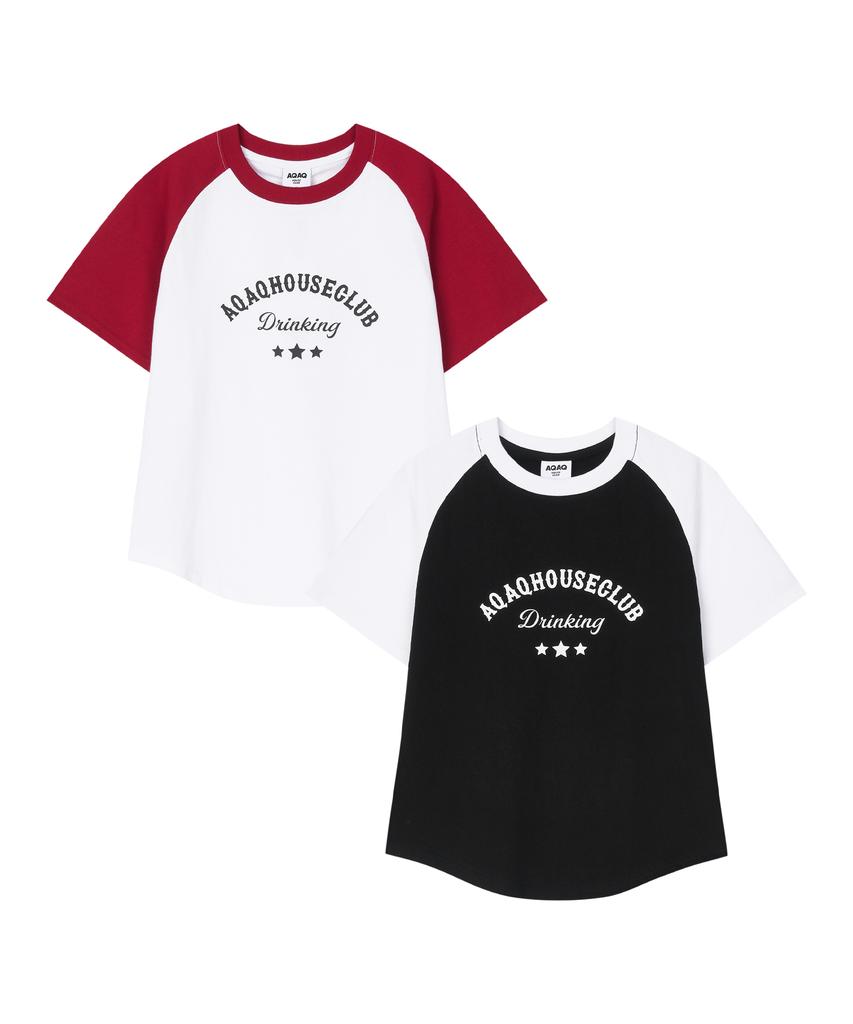Eikyueikyuhauseukeulleob Цветная футболка с рукавом реглан House Raglan T-Shirt [Черный]