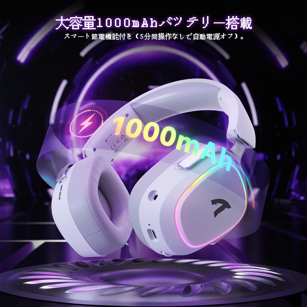 ATTACK SHARK G800 Gaming Professional Wireless Surround Sound with Sound 3 Aluminum 50mm AI Removable Adjustable Compatible with and PS5 Headset, RGB,