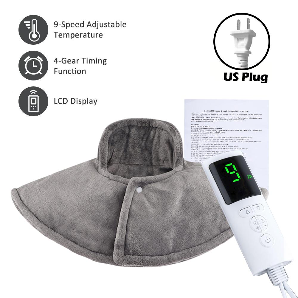 Heating Shoulder Neck Pads 9-Level Hot Compress Cervical Shawl Warmer with Digital Display Thermostat Heater Warming Back Relax