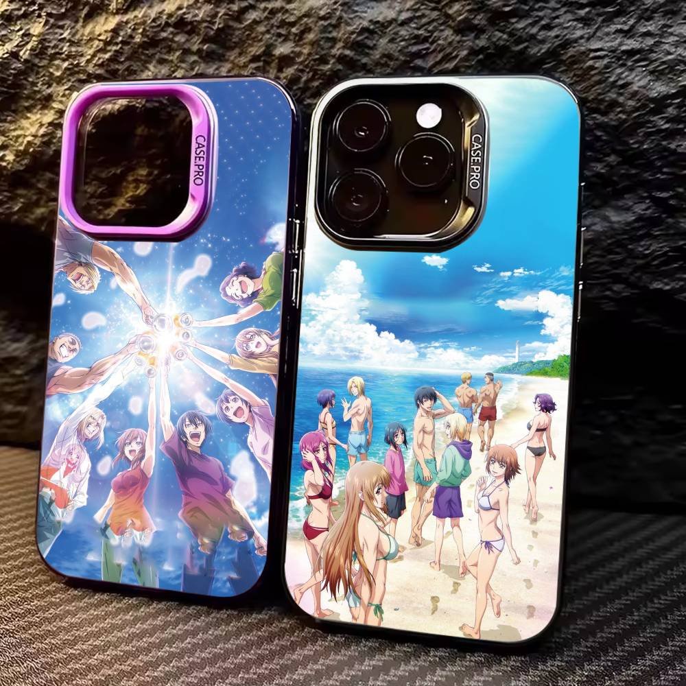 Чехол для телефона Grand B-Blue Dreaming Anime для iPhone 17, 16, 15, 14, 13, 12, 11 Plus, Pro Max, цветной, с серебряным покрытием внутри