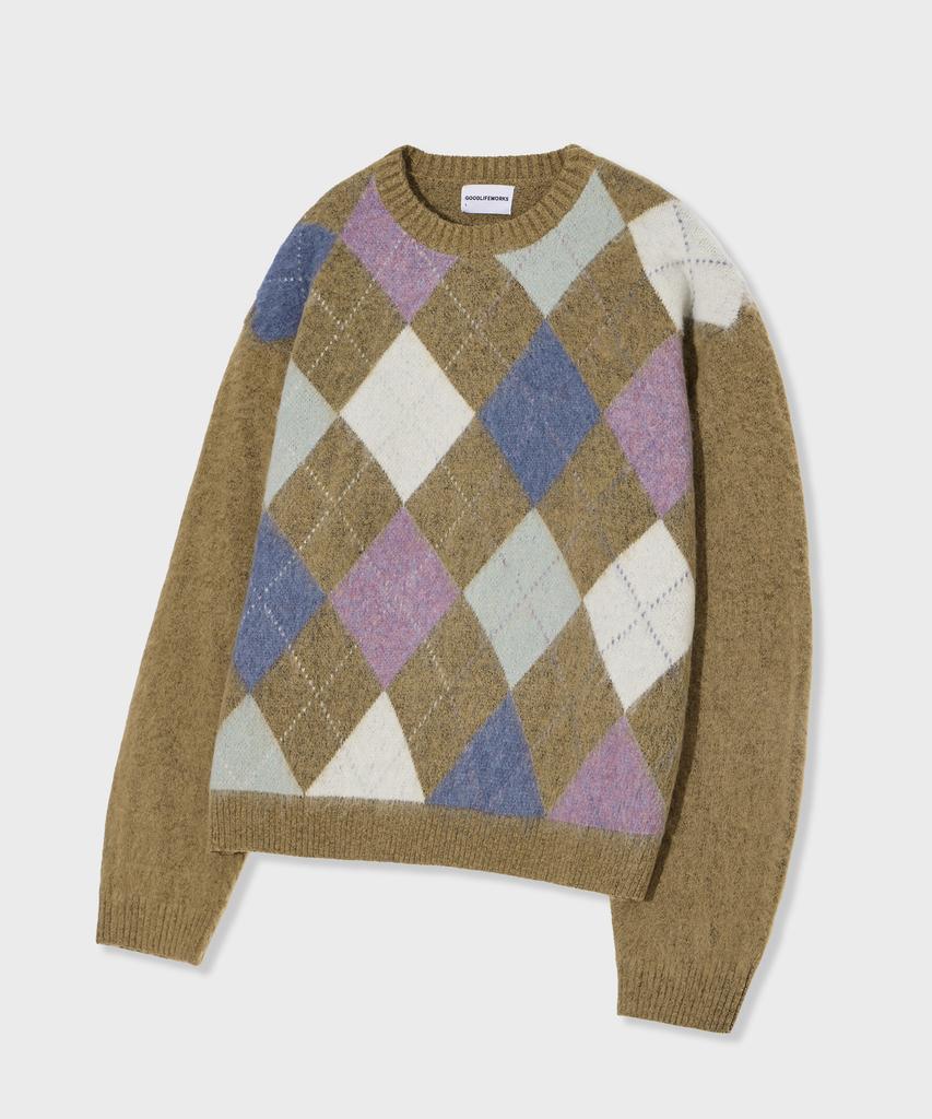 GLW Soft Argyle Knit Brown