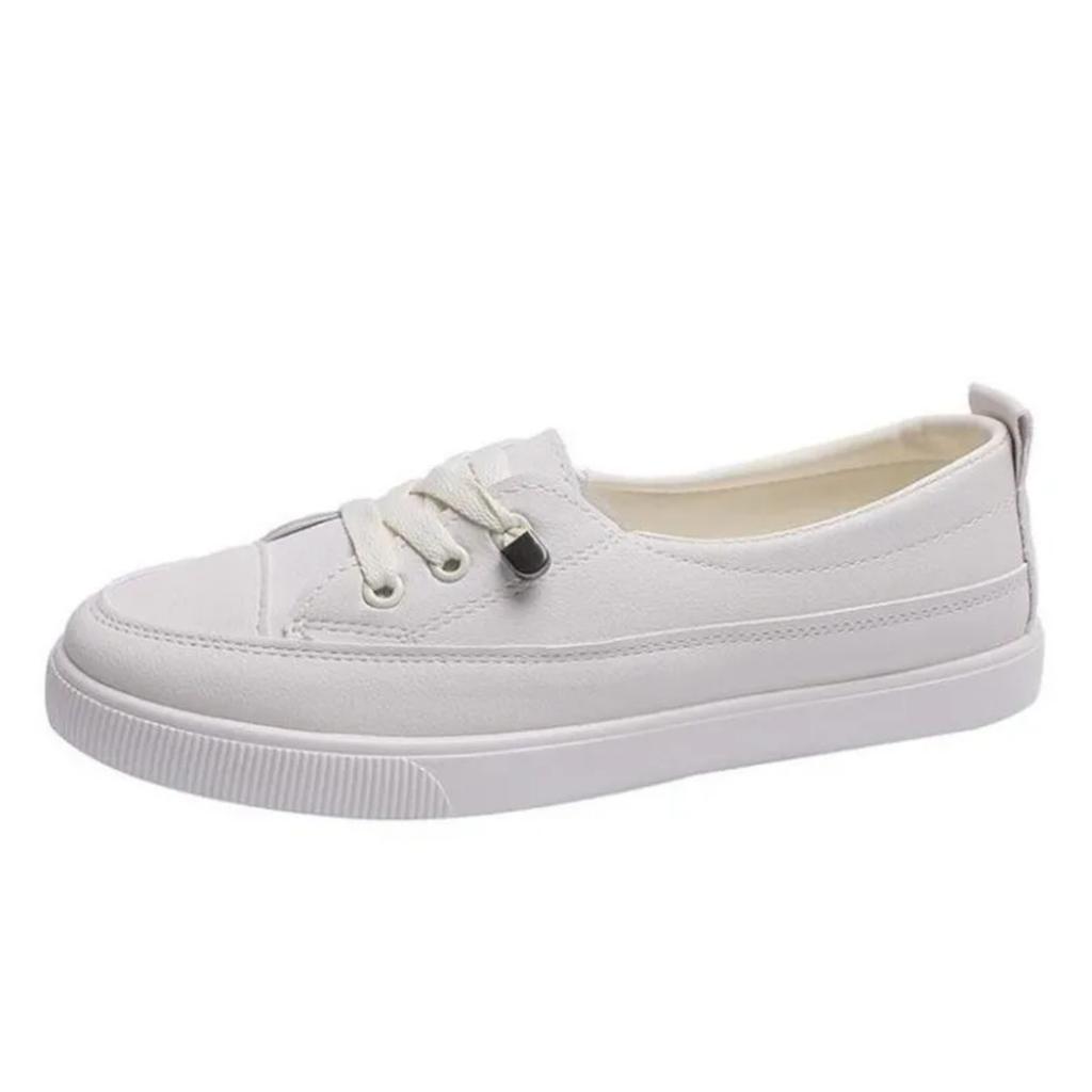 Size35-40 Low Platform Sneakers Women Shoes Female Pu Leather Walking Sneakers Loafers White Flat Slip On Vulcanize Casual Shoes