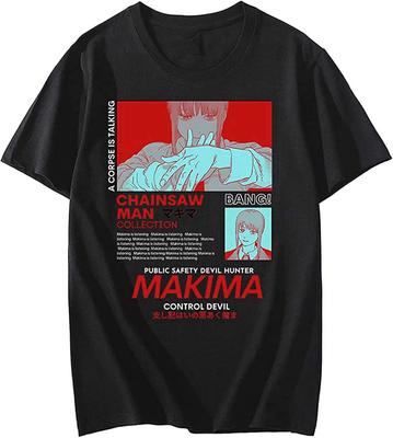 Chainsaw Man Makima T-Shirtsolid Color Print Streetwear Men Fashion T Shirt Tees Tops Black