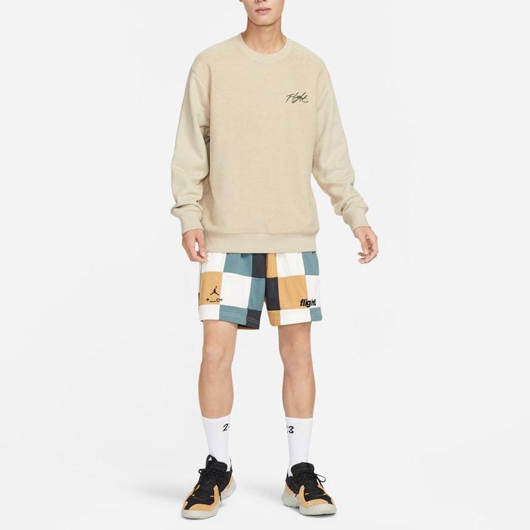 Jordan Flight Sweatshirts Men's Beige Yellow Crew Neck Moderate Regular DV1620-206