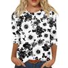 Women's Fashion Casual Seven Sleeve Printed Round Neck T-Shirt Top
