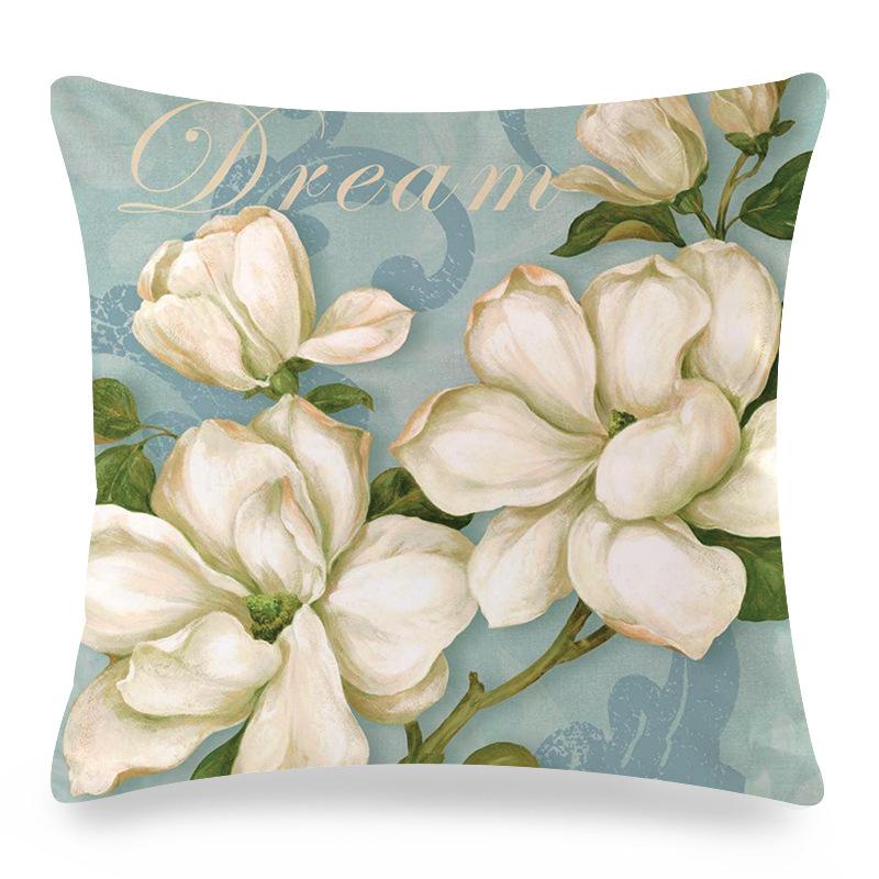 Watercolor Camellia Digital Printing Short Plush Pillow Covers Decorative For Car Sofa Office Cushion Cover Home Goods 60X60Cm