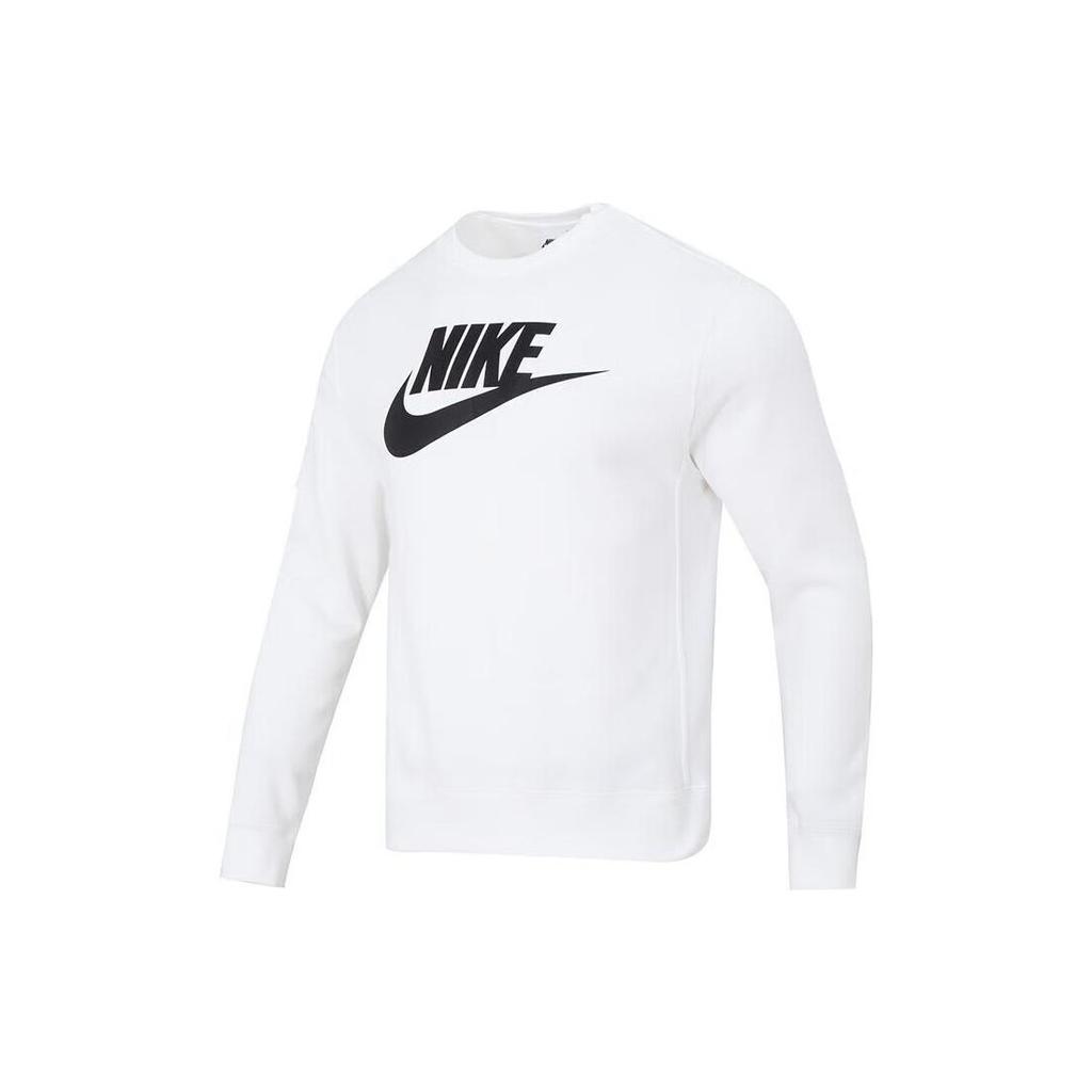 Nike Letter Brand Logo Print Crew Neck Long Sleeve Sweatshirt Men Tops White DQ4913-100