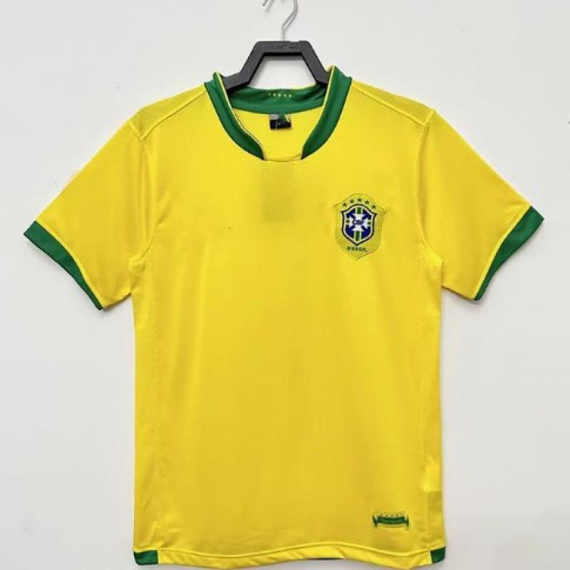 Men Women Soccer Jersey Brazil National Team Vintage 1998 2002 2006 2010 Home Away Fan Shirt Short Sleeve Breathable Moda