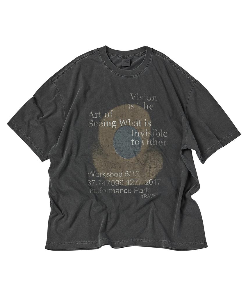 TRAVEL Vision Art Pigment Short Sleeve T-Shirt Black Charcoal