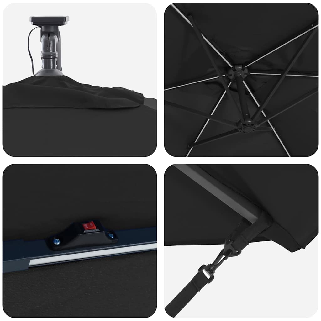 Sun Umbrella Black 294 x 200 x 270 cm Polyester and Aluminum