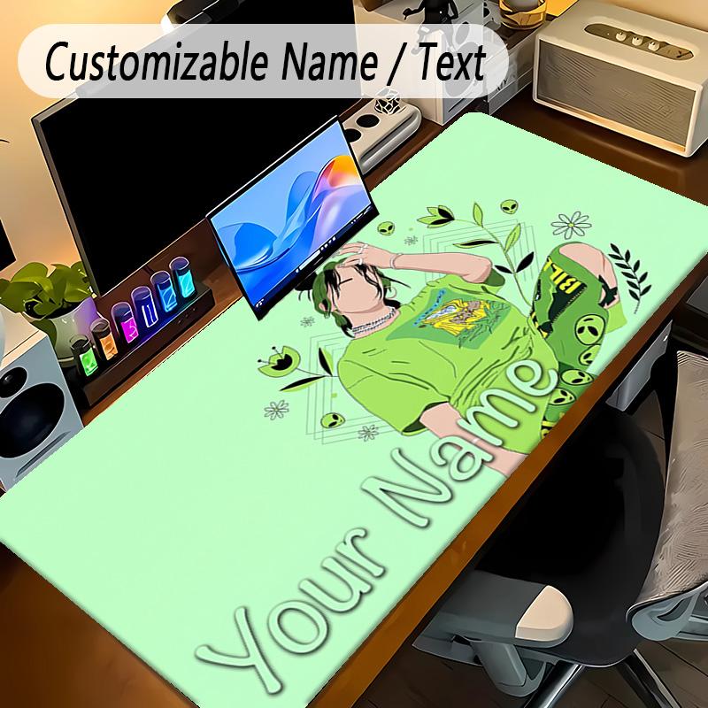 Large Mouse PadBillie Eilish Custom Name Text Personalized Desk Mat Non Slip Gaming Pad