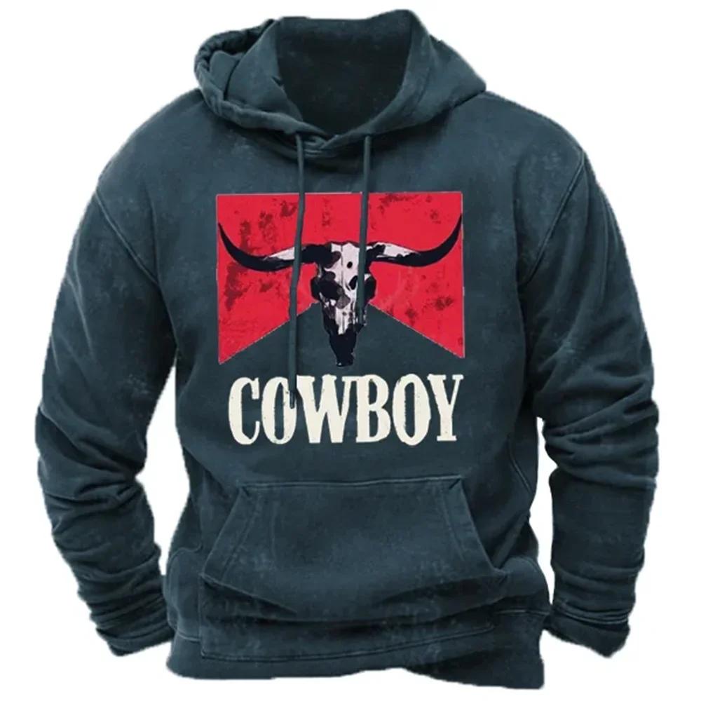 New Hoodies Sweatshirt Men's Hoodie 3D Cowboy Printed Pullover Oversized Men’s Tops Male Yellowstone Loose Vintage Clothes Hot