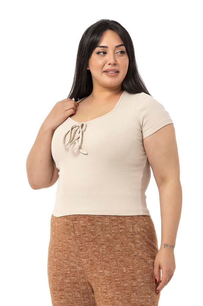 Women's Style Big Size Body Plus Size Half Sleeves Camisole Green Bodysuit With Lace Detail On The Chest