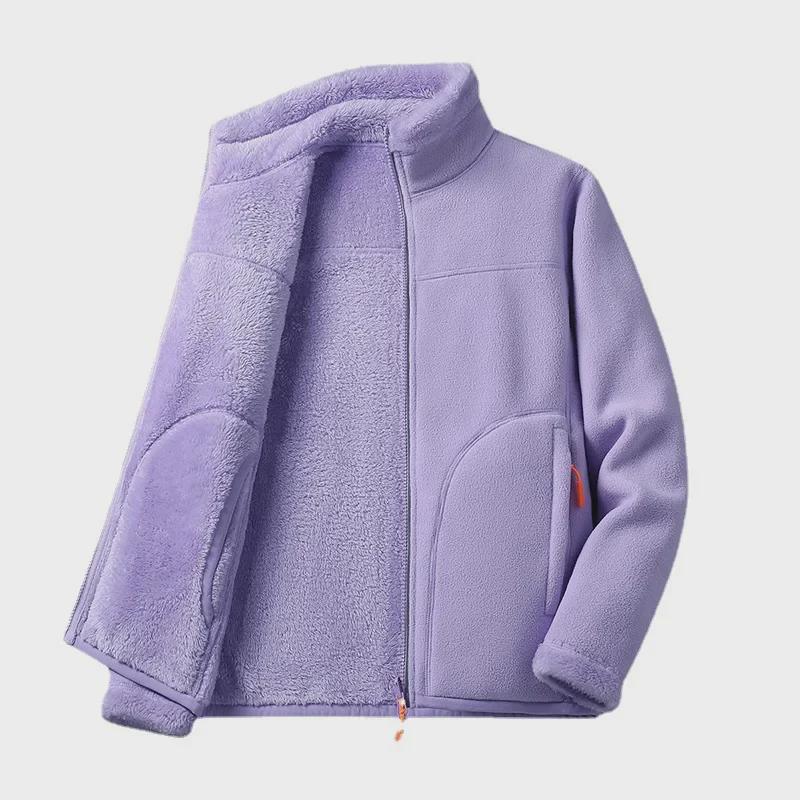 Double-Sided Coral Fleece Jacket - Multi-Color Couple's Autumn/Winter Top