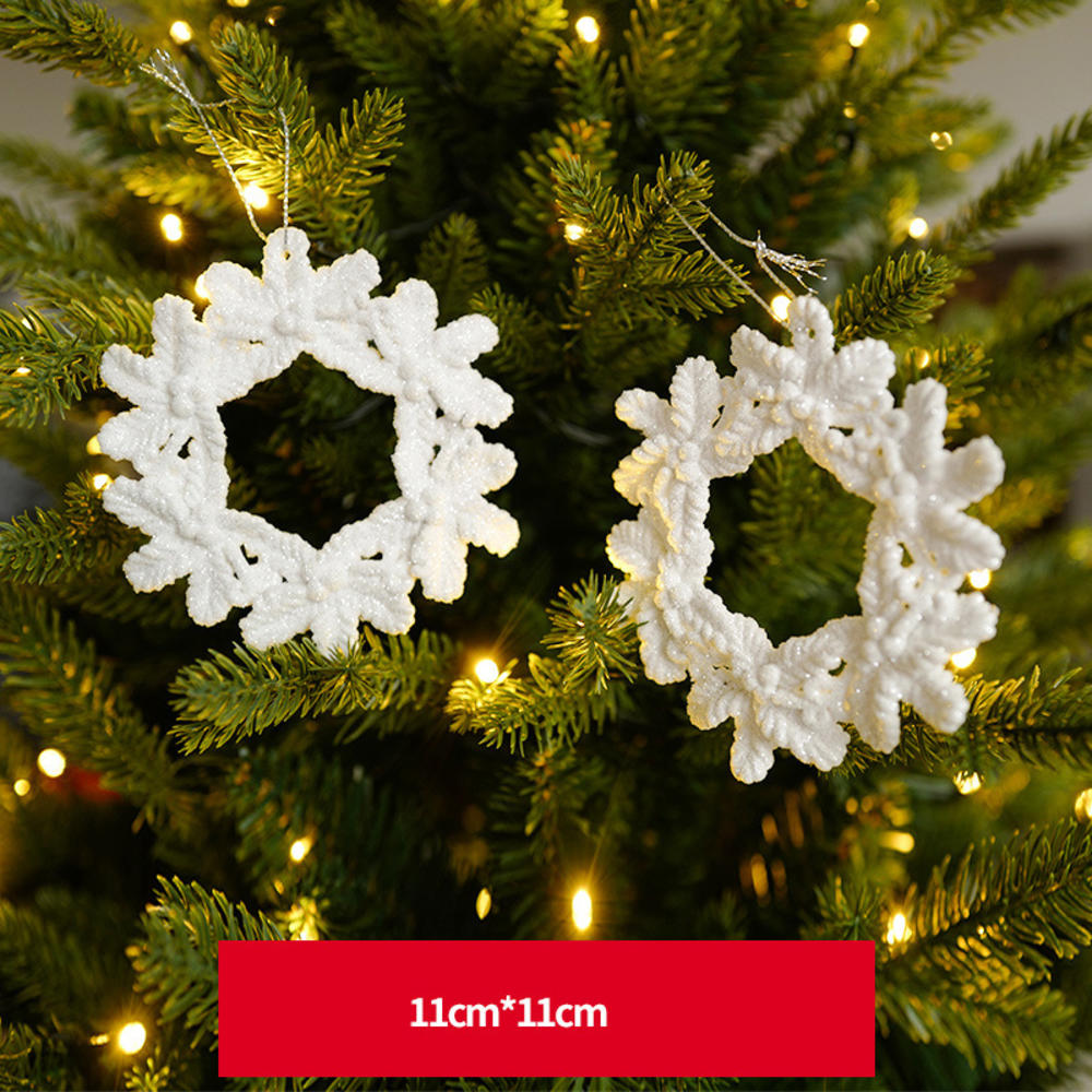 New Christmas Tree Decorations Pendant Xmas Tree White Elk Snowflake Ornaments Home Hanging Decoration 2025 New Year Party Decor