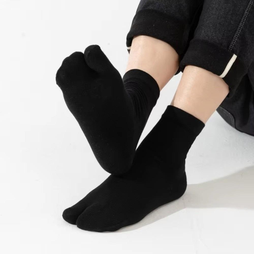 Thin Split Toe Sock Solid Color Mid-Calf Socks Japanese Style Tabi Toe Socks Girls