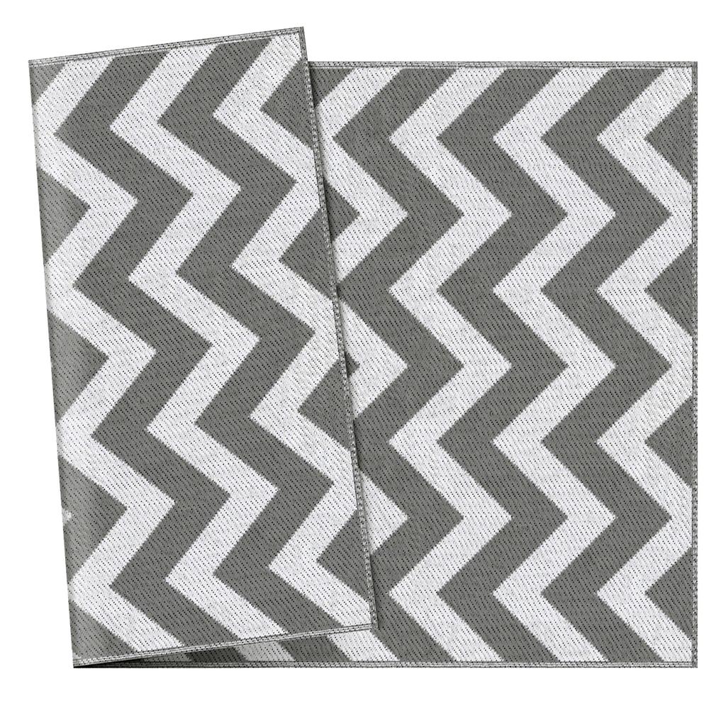 Outdoor Rug, Waterproof, Double-Sided Design, High-Quality Plastic Fiber, Light Grey+White, 121 x 182 cm