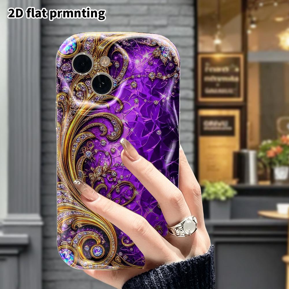 Phone Case: 2D flat, suitable for iPhone 18, 17, 16, 15, 14, 13, 12 Pro protective case, phone decoration, purple crystal, perfect Christmas and Hallo