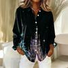 Women's Shirt With Floral Print Buttons, Long Sleeved Casual Regular Shirt Blouses Casual Plus Size Basic Tops