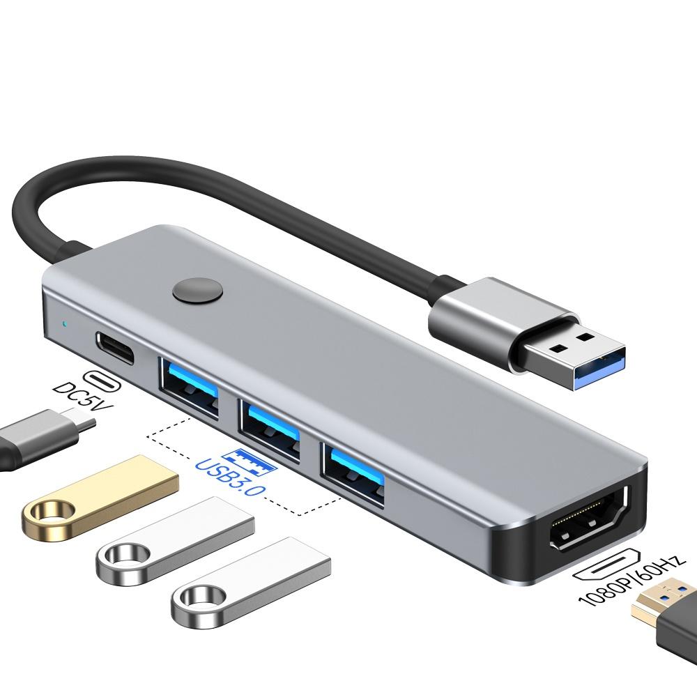 BYL-2526 USB-C 5 Port Hub 5 in 1 USB 3.0 to HDMI Video Adapter Cable for Laptop/TV/DVD Player/Projector