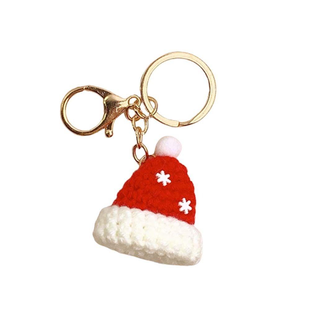 Christmas Mini Knitted Hat Keychains Knitted Gloves Christmas Hat Pendant Hat Hand-woven Christmas Gloves Keyrings Friends Gifts