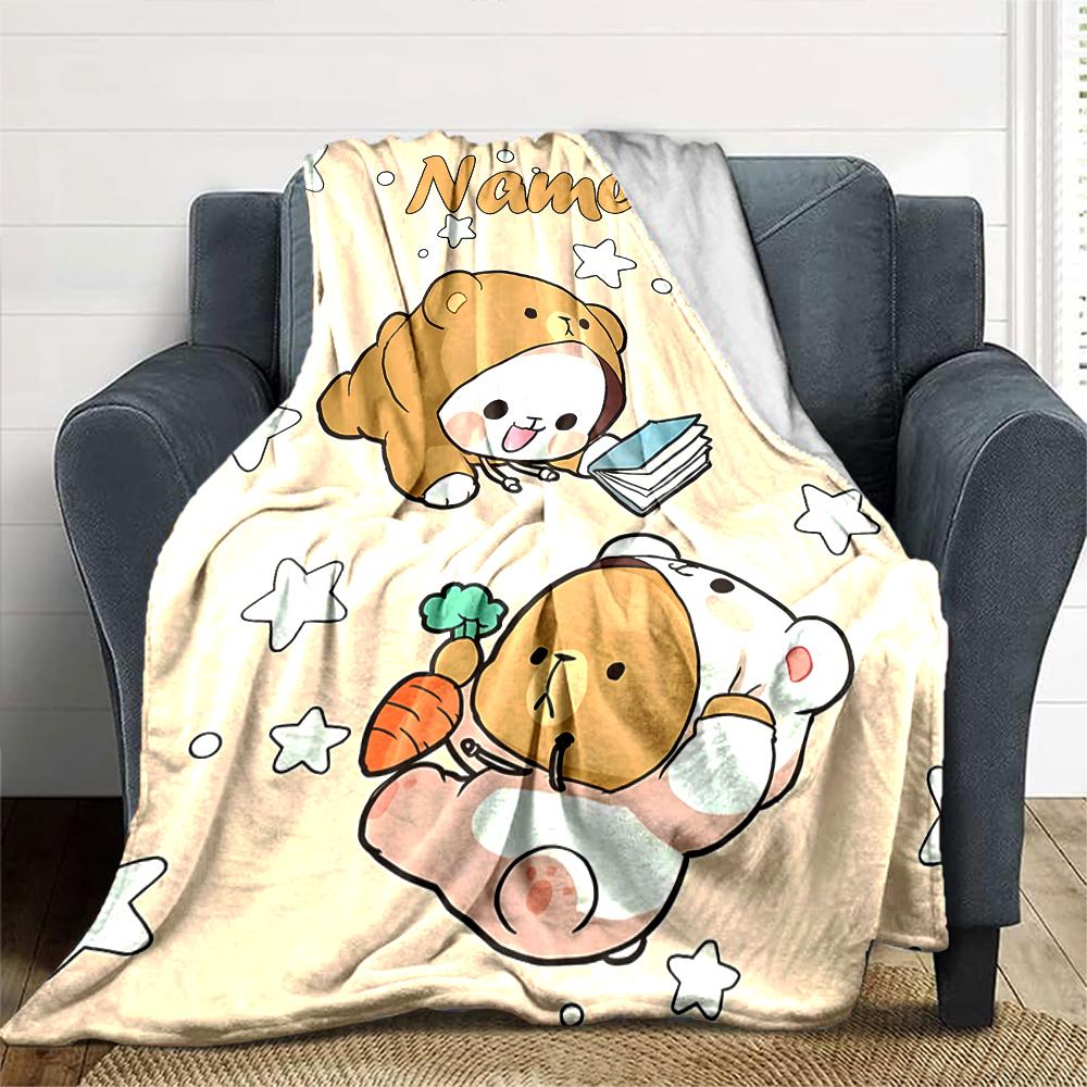 Customiz Name Personality Bubu Dudu Blanket Soft &Warm Sofa Office Bed Travel Lunch Break Blanket, Gift Suitable for All Seasons