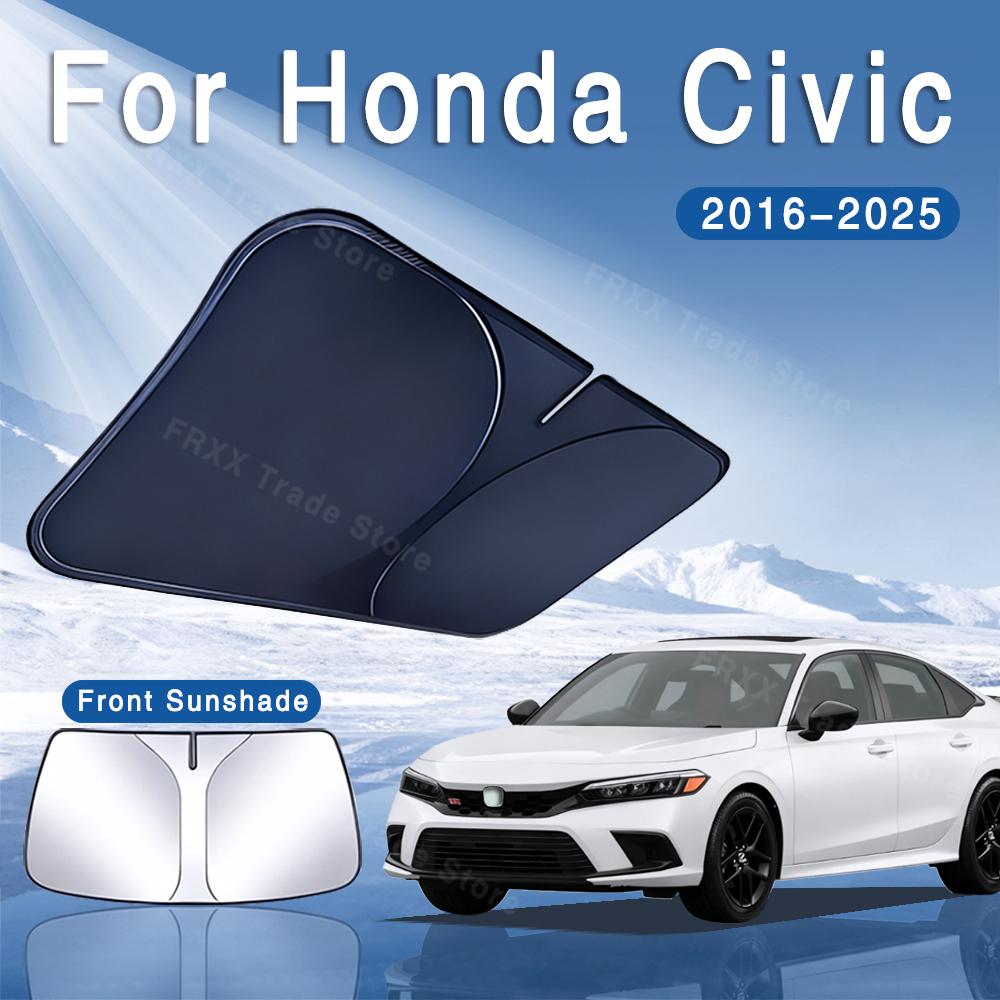 For Honda Civic 2016~2025 2018 Car Sun Visor Front Windshield Sunshade Heat Insulation Summer Cooling Auto Accessories FoldableWindshield Sunshades 1